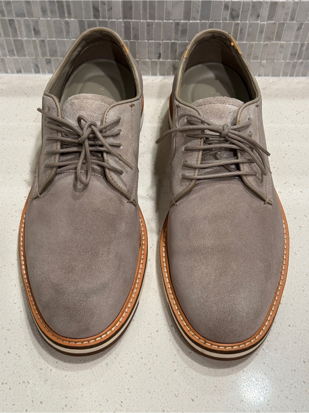 Marc Fisher Taupe Suede Derby Shoes